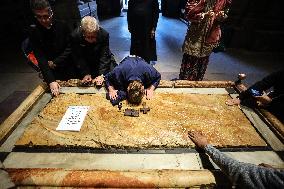 The Washing Of The Feet Ceremony At The Church Of The Holy Sepulchre In Jerusalem