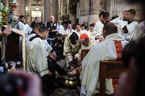 The Washing Of The Feet Ceremony At The Church Of The Holy Sepulchre In Jerusalem