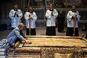 The Washing Of The Feet Ceremony At The Church Of The Holy Sepulchre In Jerusalem