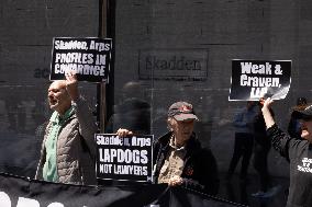 Protesters Demonstrate Outside Elite Law Firm Over Deal With Trump
