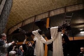 Holy Thursday In Barcelona, España.