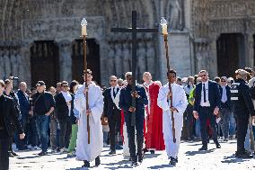Way of the Cross Procession During Good Friday At Cathedral Notre-Dame - Paris
