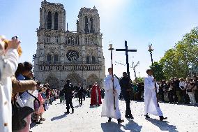 Way of the Cross Procession During Good Friday At Cathedral Notre-Dame - Paris