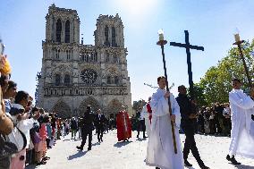 Way of the Cross Procession During Good Friday At Cathedral Notre-Dame - Paris