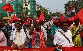 Leftist People Attend A Protest Rally In Kolkata, India