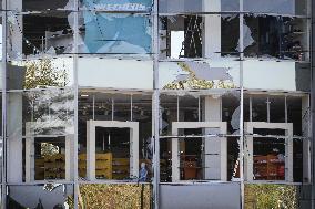 Consequences of Russian missile attack in Dnipro