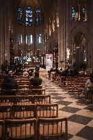 Tribute And Meditation At Notre-Dame De Paris After The Death Of Pope Francis