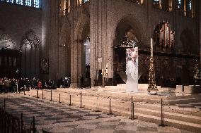 Tribute And Meditation At Notre-Dame De Paris After The Death Of Pope Francis