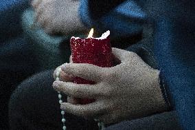 Faithful Attend a Rosary Prayer - Vatican