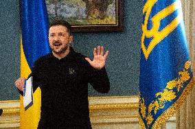 President Volodymyr Zelenskyy gives briefing