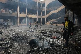 Israeli Airstrike On A School Sheltering Palestinians - Gaza
