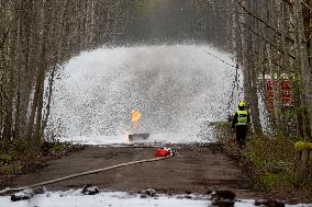 Airport emergency training exercise