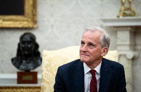 Norvegian PM Visits Donald Trump - Washington