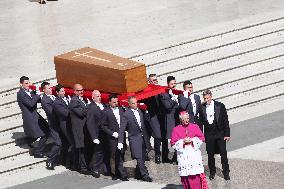 The Coffin Of Pope Francis Leaving St. Peters Basilica - Vatican