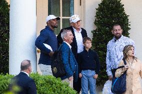 US President Donald Trump returns to the White House from New Jersey