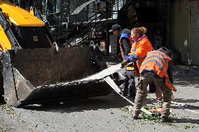 Aftermath of overnight Russian shelling of Dnipro