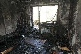 Russian drone hits apartment block in KamianskeRussian drone hits apartment block in Kamianske