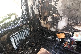 Russian drone hits apartment block in KamianskeRussian drone hits apartment block in Kamianske