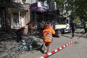 Aftermath of overnight Russian shelling of Dnipro
