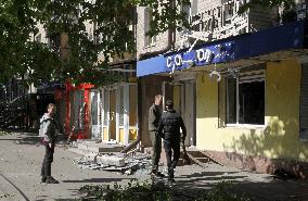 Aftermath of overnight Russian shelling of Dnipro