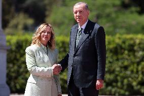 Giorgia Meloni receives Turkey President Erdogan at Villa Pamphili - Rome