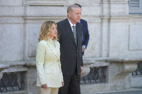 Giorgia Meloni receives Turkey President Erdogan at Villa Pamphili - Rome