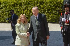 Giorgia Meloni receives Turkey President Erdogan at Villa Pamphili - Rome