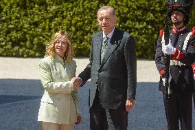 Giorgia Meloni receives Turkey President Erdogan at Villa Pamphili - Rome