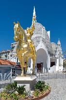 Jeanne d Arc statue in front of the Sainte Jeanne d Arc church - Nice
