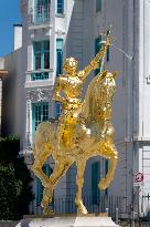 Jeanne d Arc statue in front of the Sainte Jeanne d Arc church - Nice