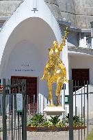 Jeanne d Arc statue in front of the Sainte Jeanne d Arc church - Nice
