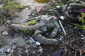 Aftermath of Russian occupation of Maksymivka village in Mykolaiv region