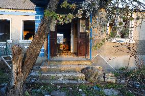 Aftermath of Russian occupation of Maksymivka village in Mykolaiv region