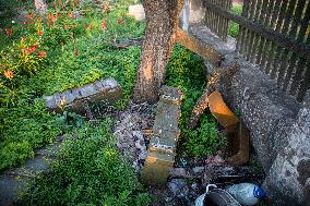 Aftermath of Russian occupation of Maksymivka village in Mykolaiv region
