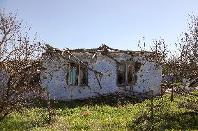 Aftermath of Russian occupation of Maksymivka village in Mykolaiv region
