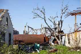 Aftermath of Russian occupation of Maksymivka village in Mykolaiv region