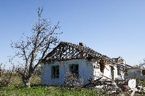 Aftermath of Russian occupation of Maksymivka village in Mykolaiv region