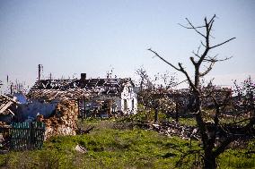 Aftermath of Russian occupation of Maksymivka village in Mykolaiv region