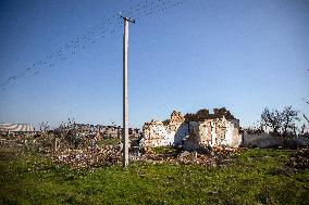 Aftermath of Russian occupation of Maksymivka village in Mykolaiv region