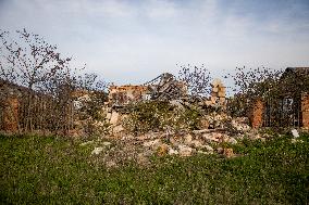 Aftermath of Russian occupation of Maksymivka village in Mykolaiv region