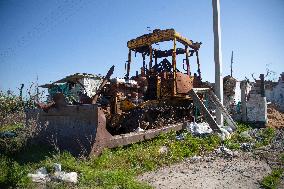 Aftermath of Russian occupation of Maksymivka village in Mykolaiv region