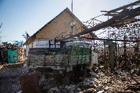 Aftermath of Russian occupation of Maksymivka village in Mykolaiv region