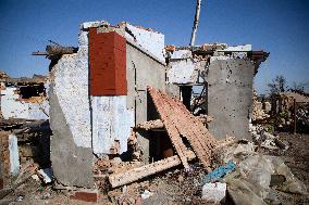 Aftermath of Russian occupation of Maksymivka village in Mykolaiv region