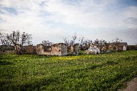 Aftermath of Russian occupation of Maksymivka village in Mykolaiv region