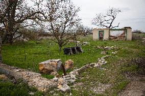 Aftermath of Russian occupation of Maksymivka village in Mykolaiv region