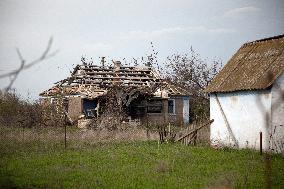 Aftermath of Russian occupation of Maksymivka village in Mykolaiv region