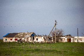 Aftermath of Russian occupation of Maksymivka village in Mykolaiv region