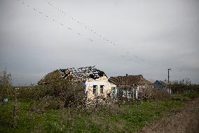 Aftermath of Russian occupation of Maksymivka village in Mykolaiv region
