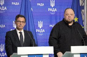 Joint briefing of Ruslan Stefanchuk and Marcos Perestrello in Kyiv