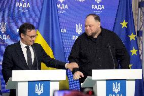 Joint briefing of Ruslan Stefanchuk and Marcos Perestrello in Kyiv
